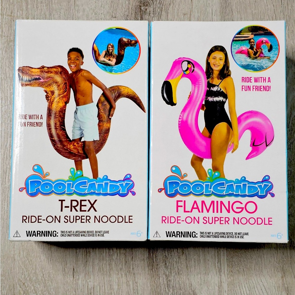 Pool candy ride along floats t-Rex and flamingo set
